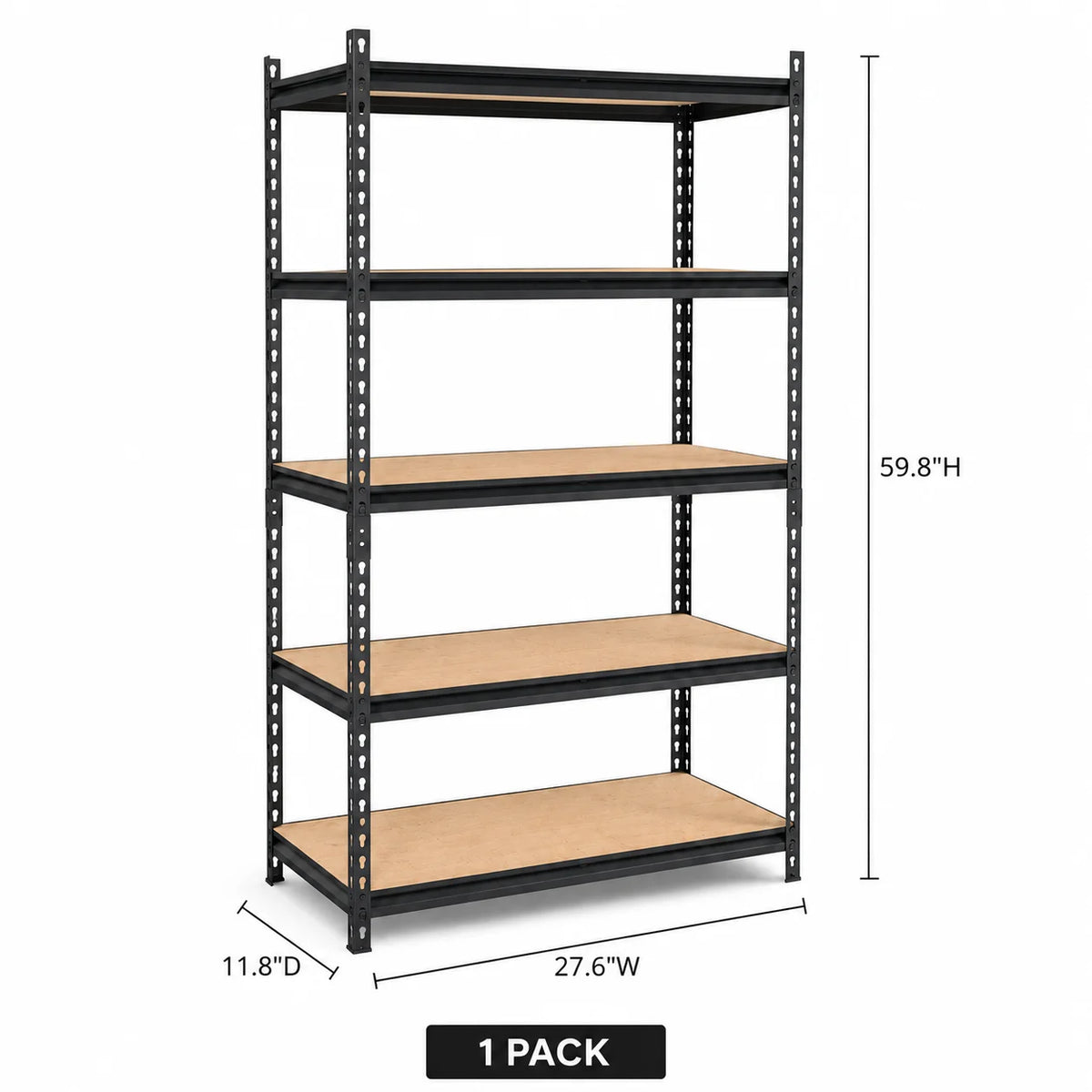 Five Tier Metal Garage Storage Shelving Rack with MDF Shelves