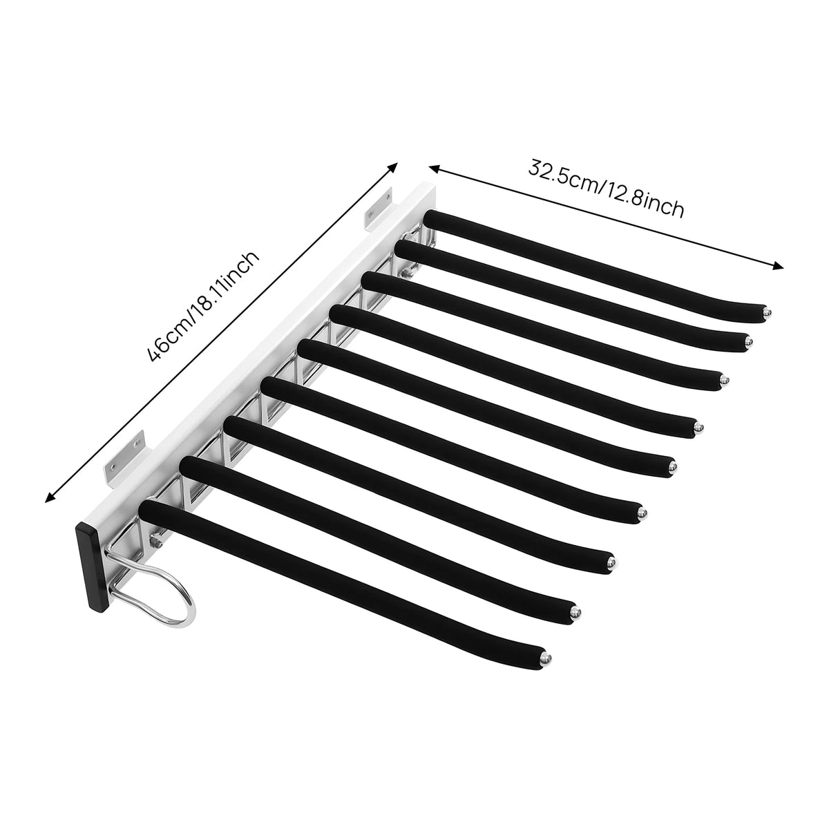 Sliding Trouser Rack With Flocked Bars For Pants And Ties