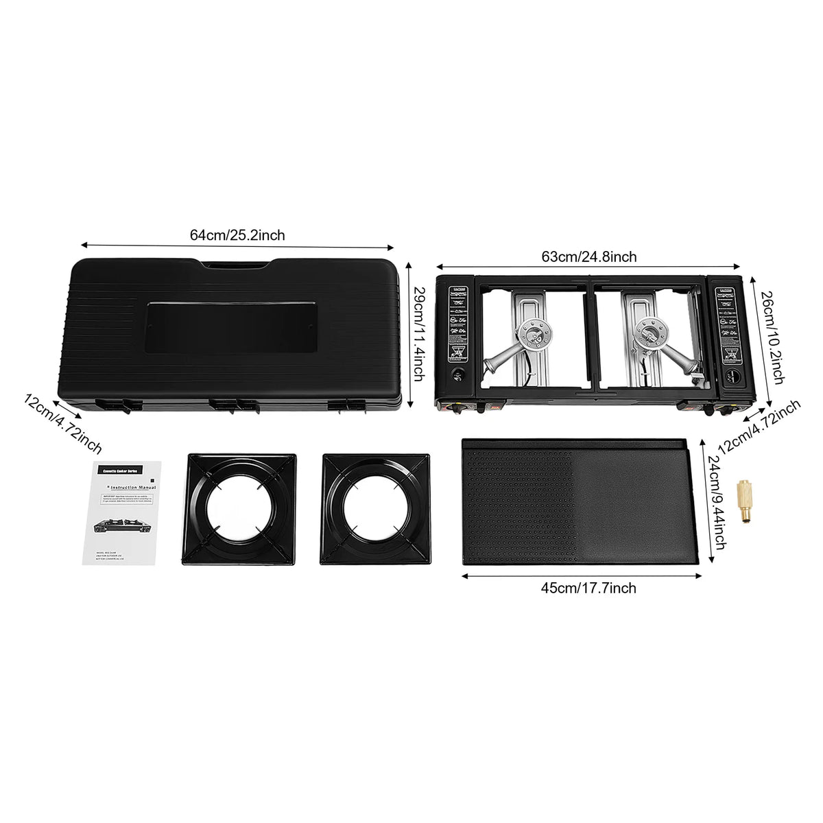 Portable Two Burner Camping Stove With Baking Tray And Case