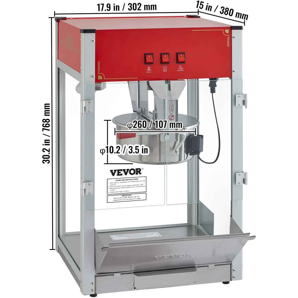SucceBuy Automatic Electric Popcorn Maker With Durable Heating Element