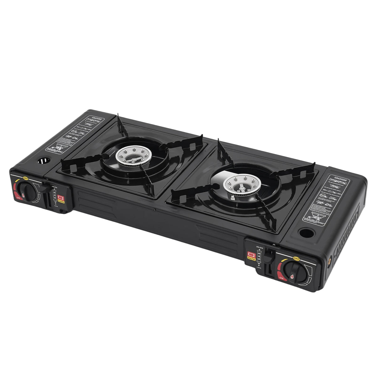 Portable Gas Camping Stove With Double Burners And Piezo Ignition