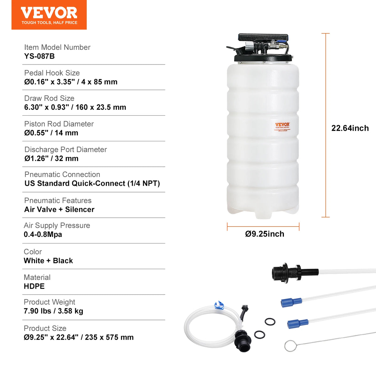 SucceBuy Pneumatic Fluid Extractor with Suction Hose Automotive Oil Changer