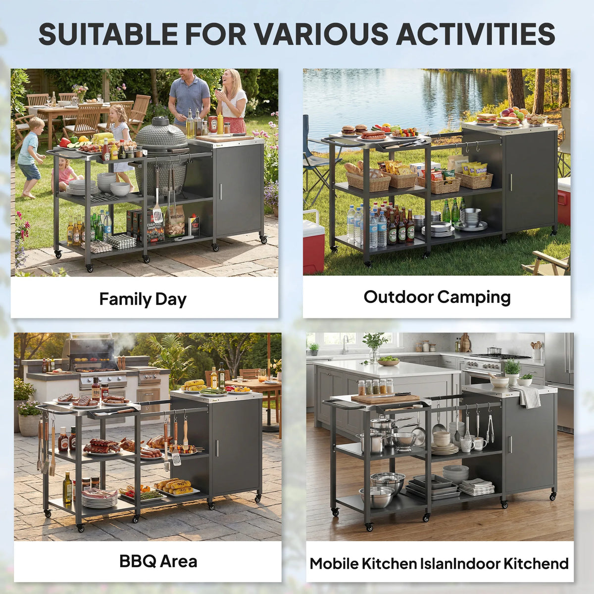 Outsunny Outdoor BBQ Prep Table for Big Green Egg Grills