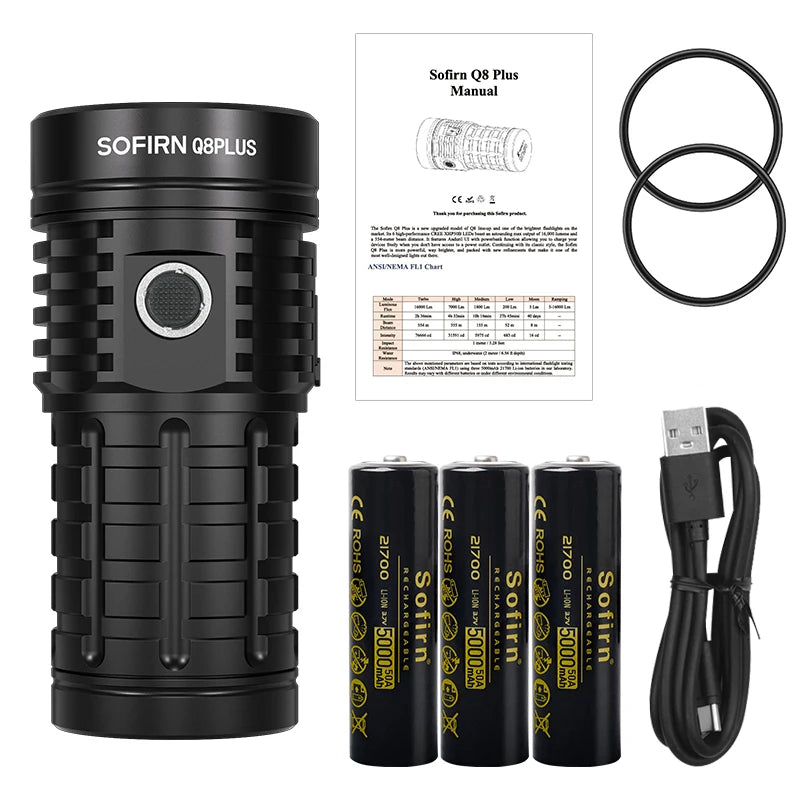 Sofirn Q8 Plus USB C Rechargeable High Output LED Flashlight