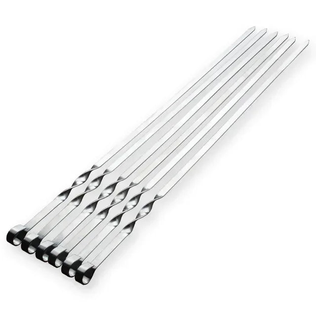 Stainless Steel BBQ Skewers With Long Handles For Outdoor Grilling