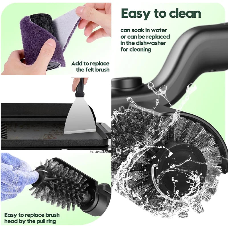 Cordless Electric Grill Brush With Rotating Head For BBQ Cleaning