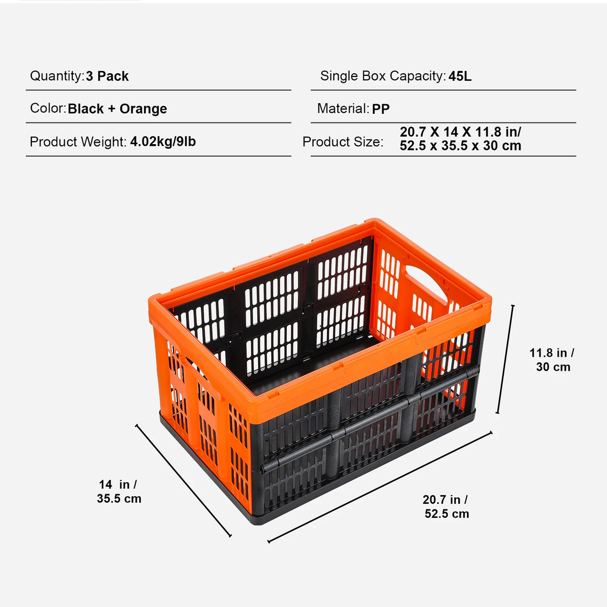 SucceBuy Foldable Stackable Plastic Storage Baskets With Handles for Home Organization