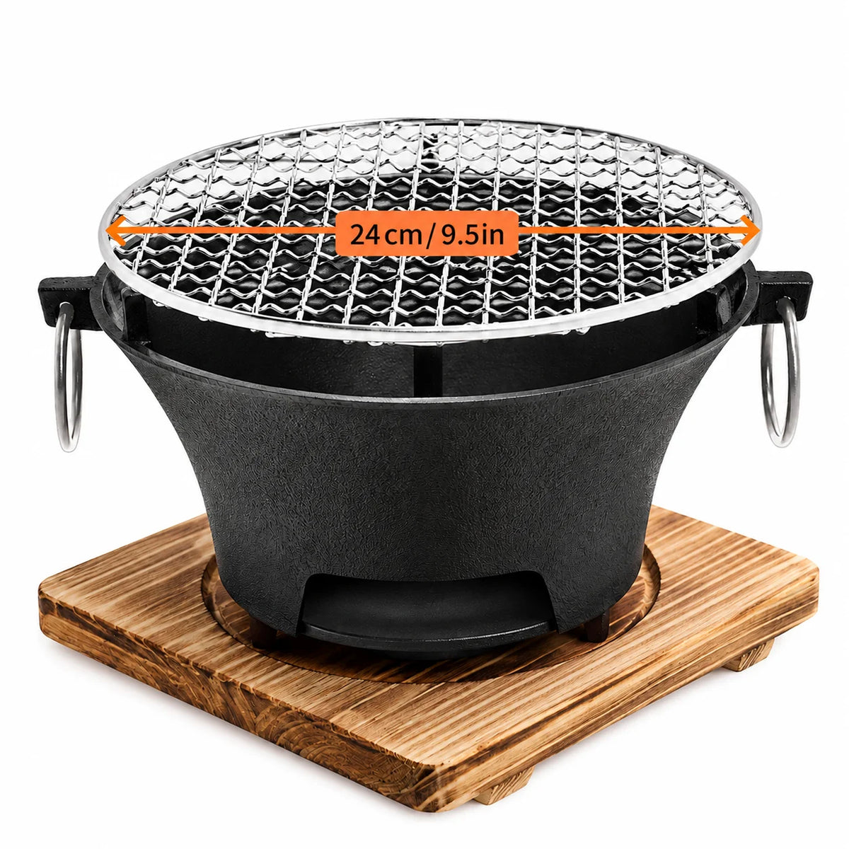 Zoe Portable Charcoal Tabletop Grill With Cast Iron Body