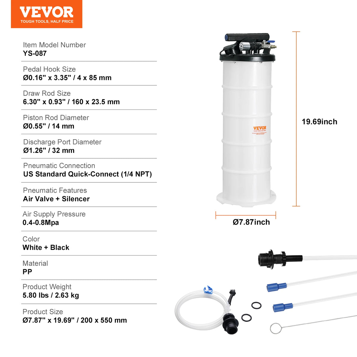 SucceBuy Pneumatic Fluid Extractor with Suction Hose Automotive Oil Changer