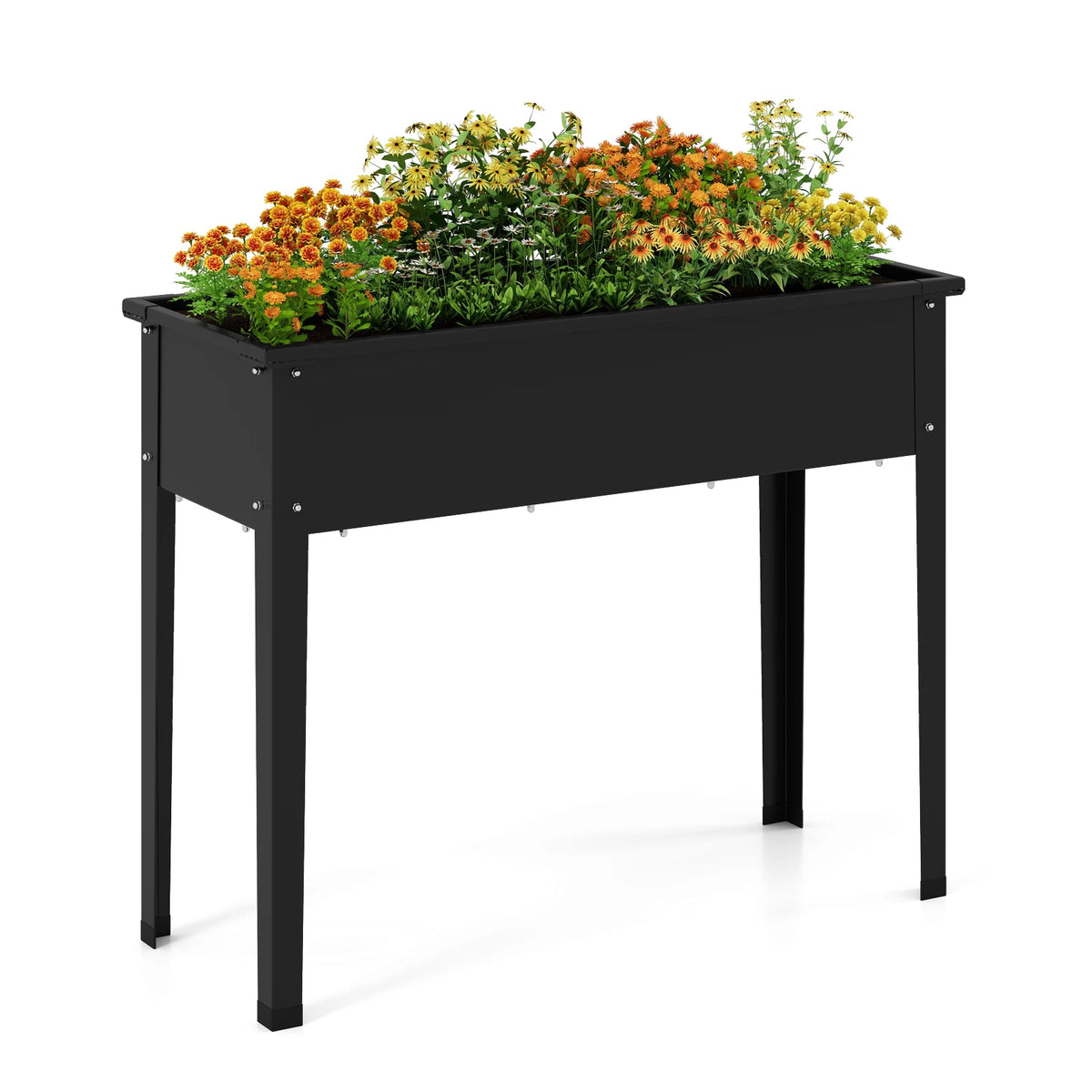 Elevated Metal Raised Garden Bed Planter With Legs And Drainage