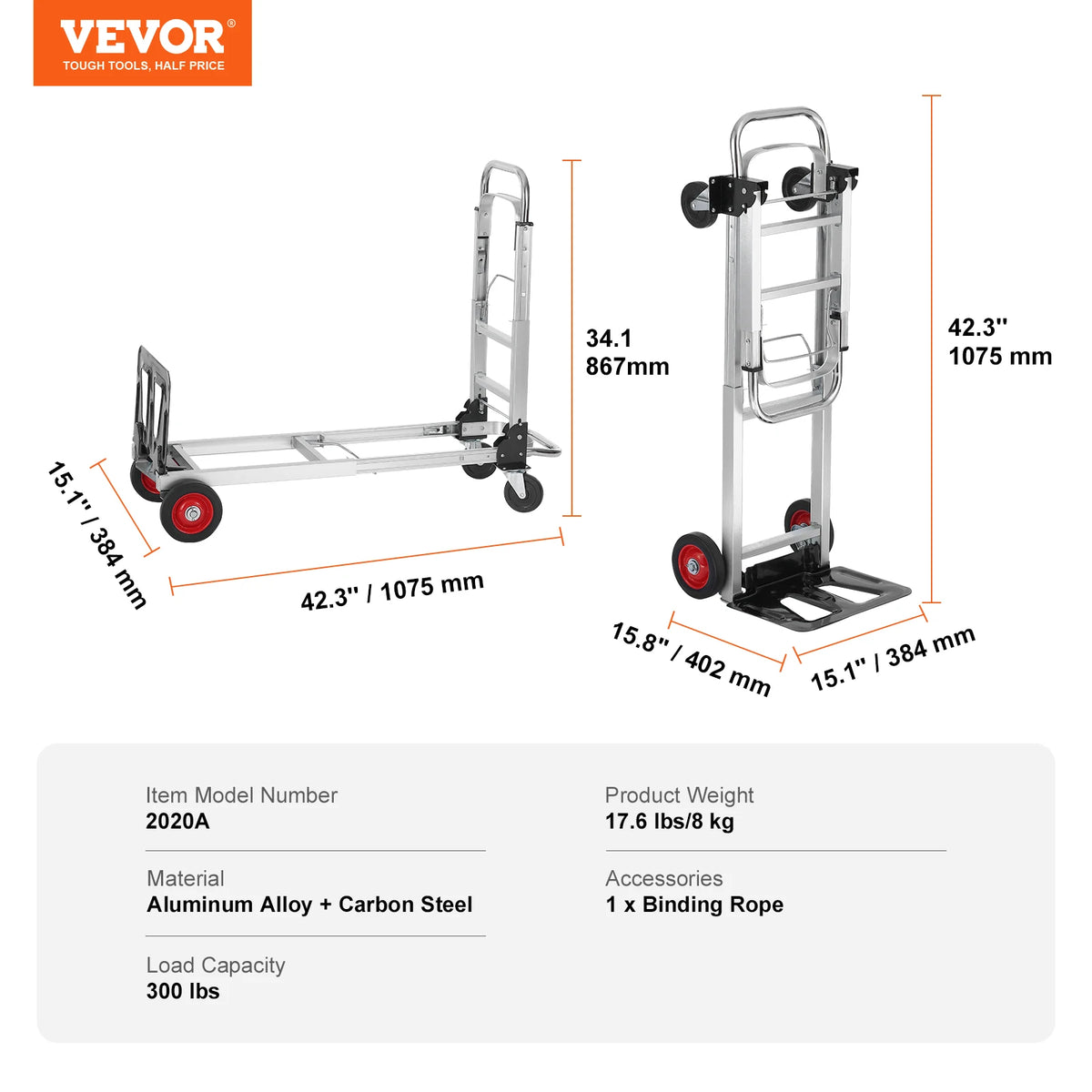 SucceBuy Foldable Aluminum Hand Truck Heavy Duty Utility Cart