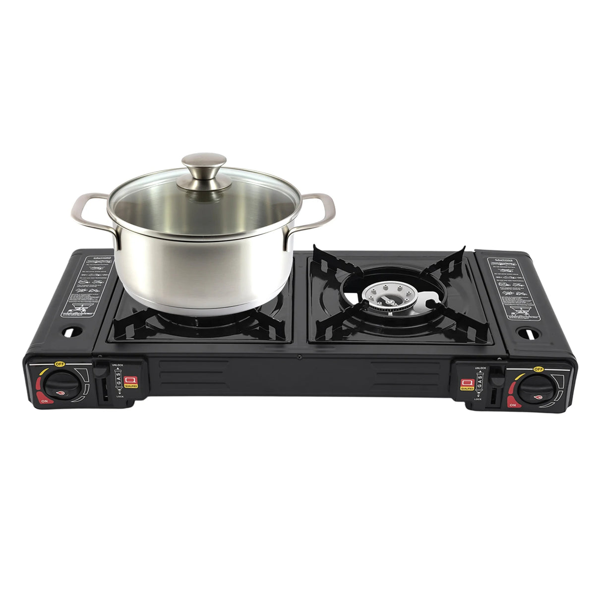 Portable Two Burner Camping Stove With Ignition And Storage Case