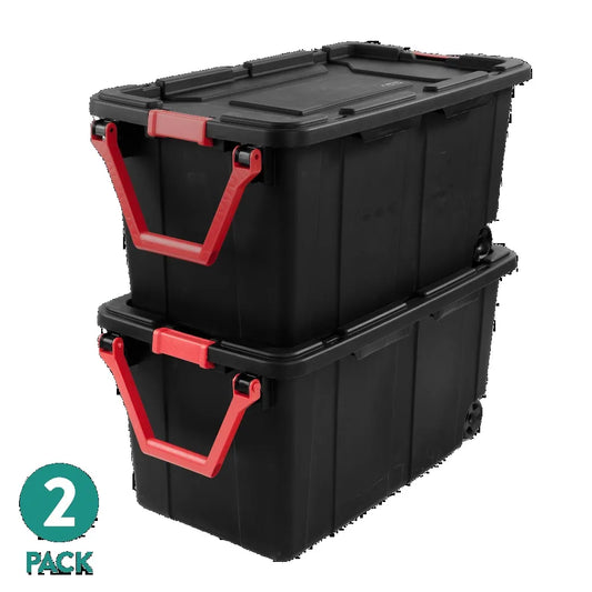 Sterilite Industrial Wheeled Storage Bin With Handle For Garage Organization