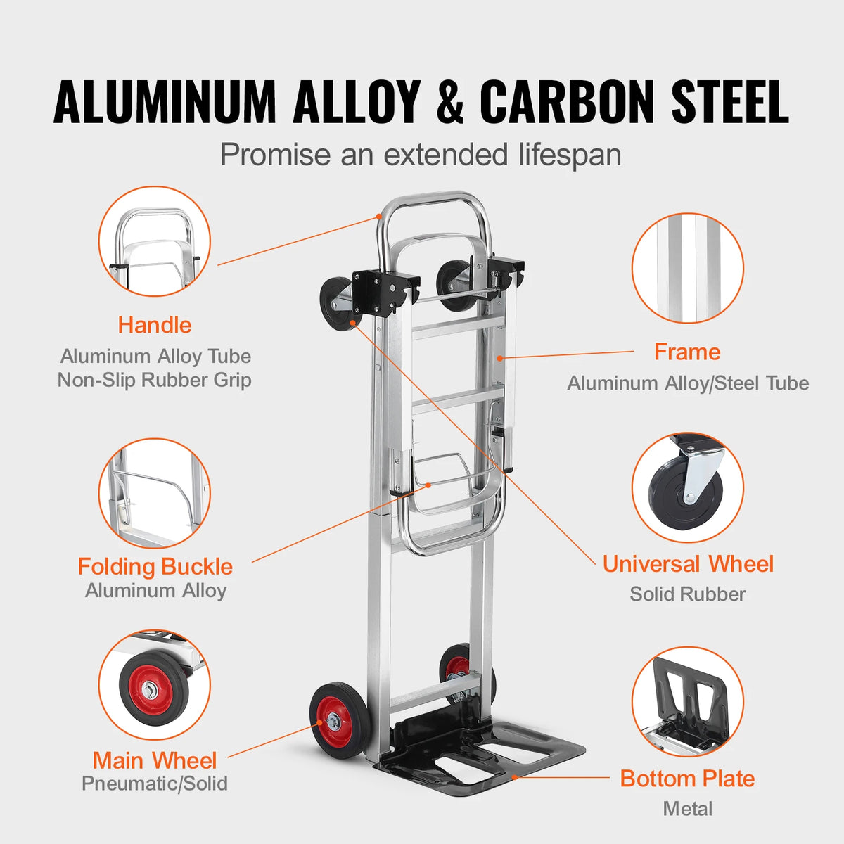 SucceBuy Foldable Aluminum Hand Truck Heavy Duty Utility Cart