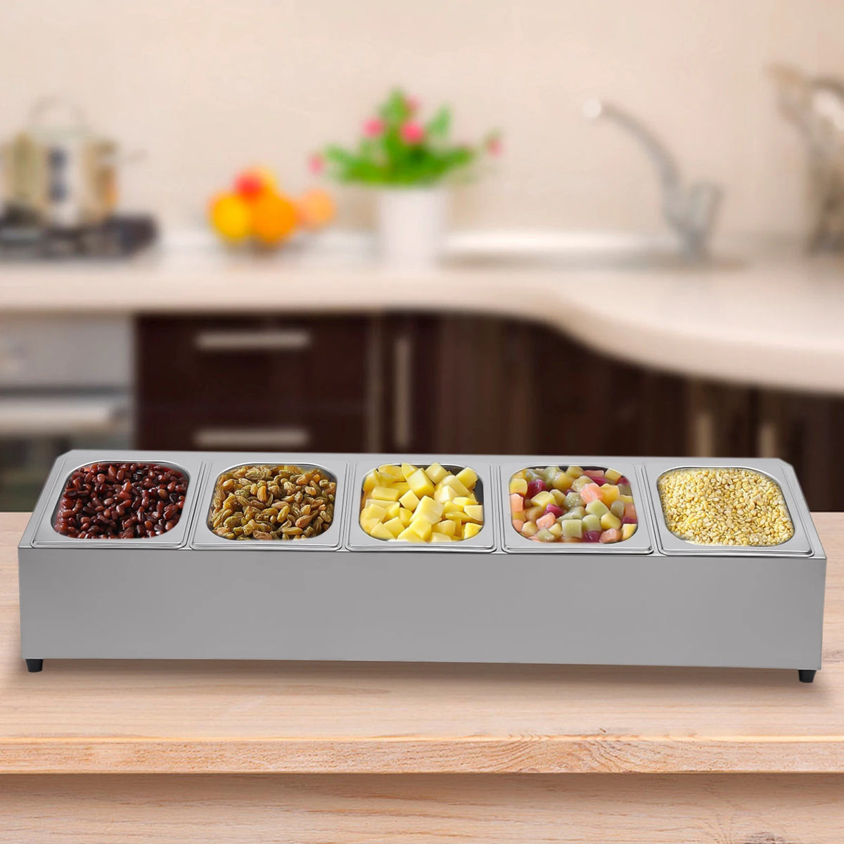 Stainless Steel Countertop Spice Rack Organizer With Lidded Pans