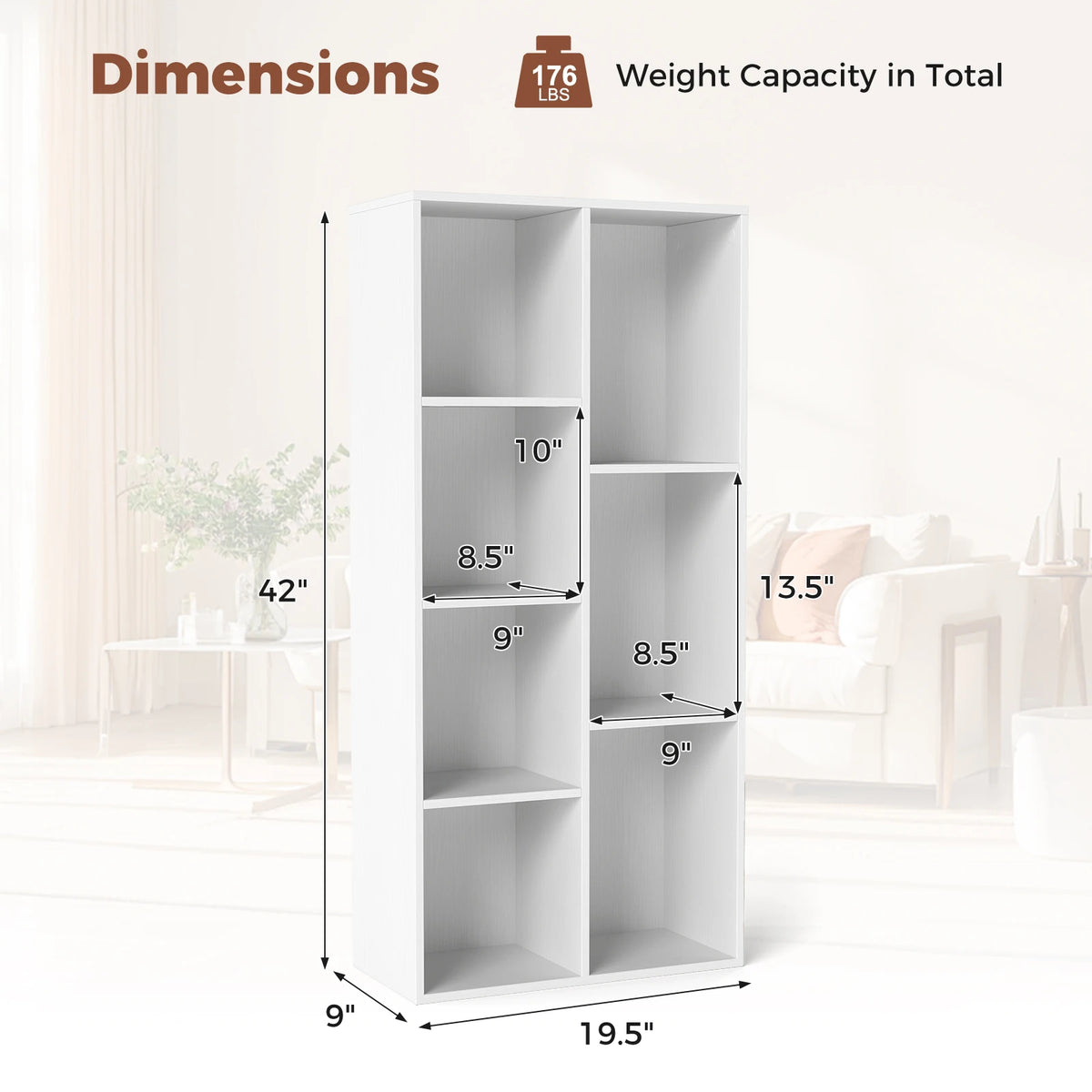 Homasis 7 Cube Bookcase Vertical Or Horizontal Freestanding Organizer