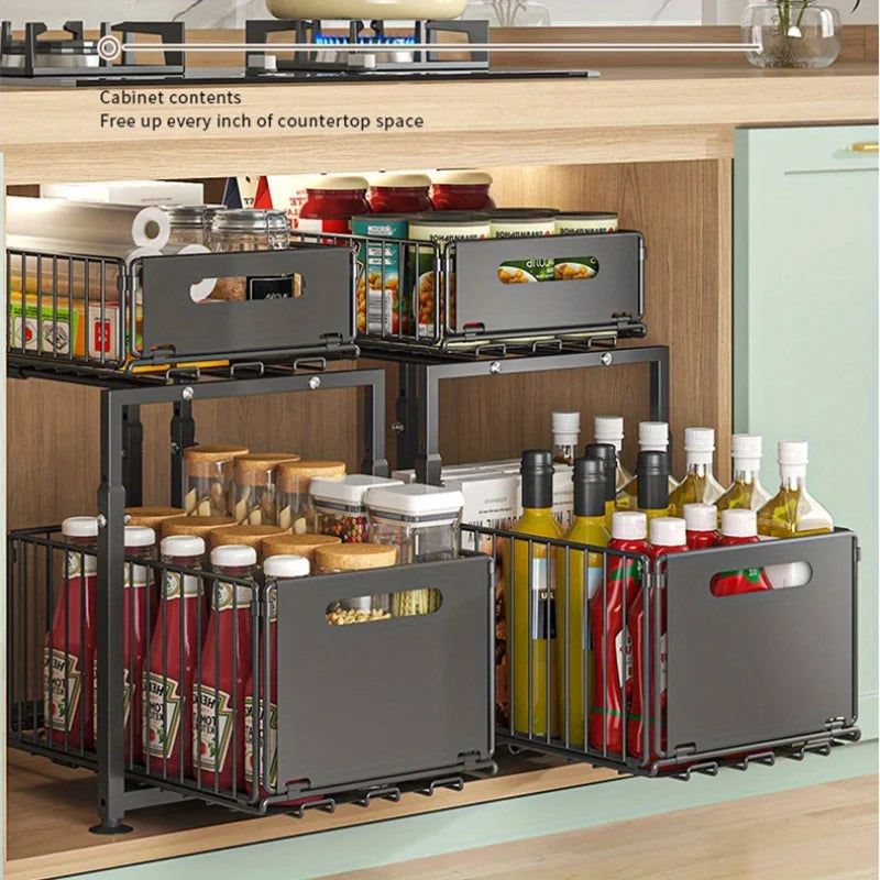 AEHOME Slide Out Cabinet Organizer For Under Sink Storage