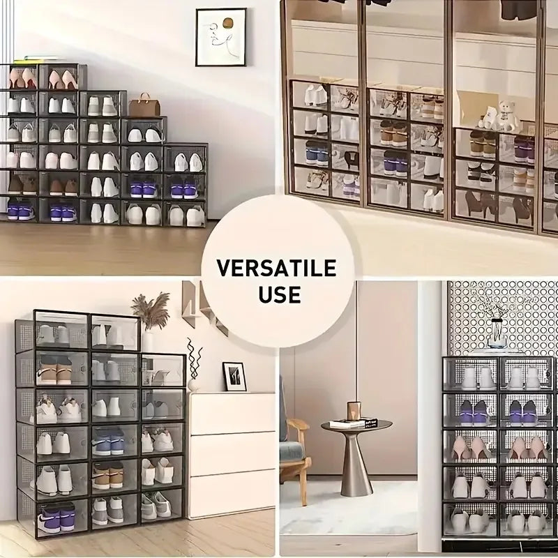 Transparent Foldable Stackable Shoe Storage Boxes With Linked Design