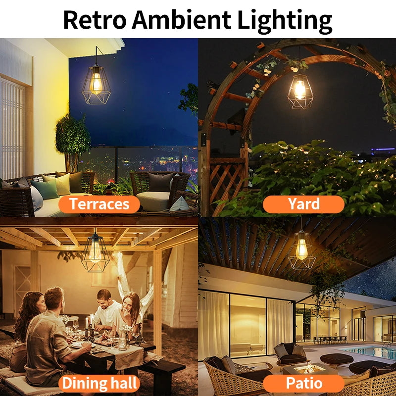 Intelamp Waterproof Solar Pendant Lights For Indoor Outdoor Spaces