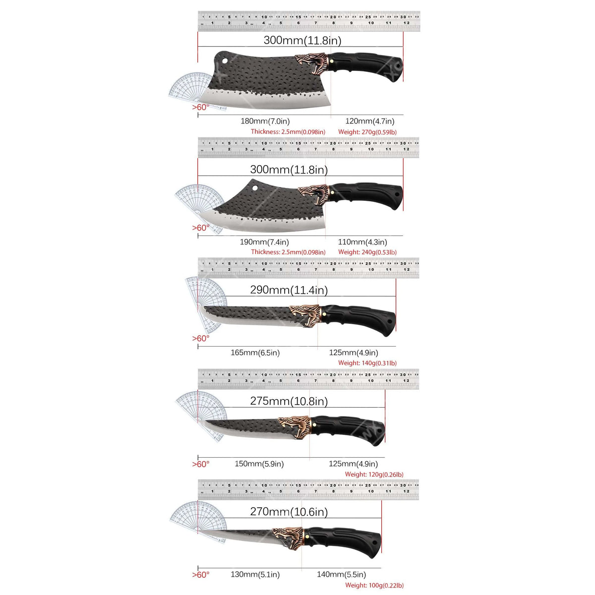 WXCOO Professional Forged Stainless Steel Kitchen Chef Knife Set