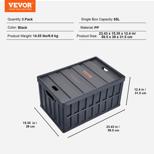 SucceBuy Collapsible Stackable Storage Bins With Lids for Home Use