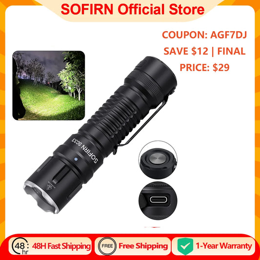 Sofirn SC33 XHP70.3 HI LED Flashlight 5200 Lumens Rechargeable