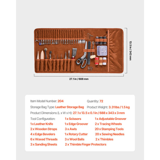 SucceBuy Leather Craft Tool Kit for Cutting Stitching and Carving