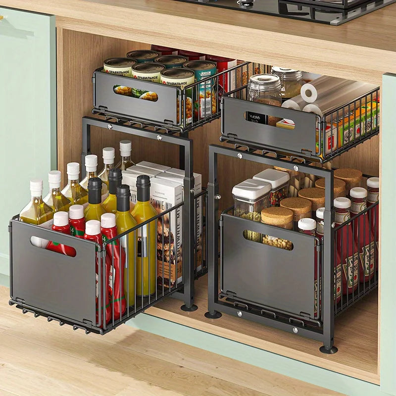 AEHOME Slide Out Cabinet Organizer For Under Sink Storage