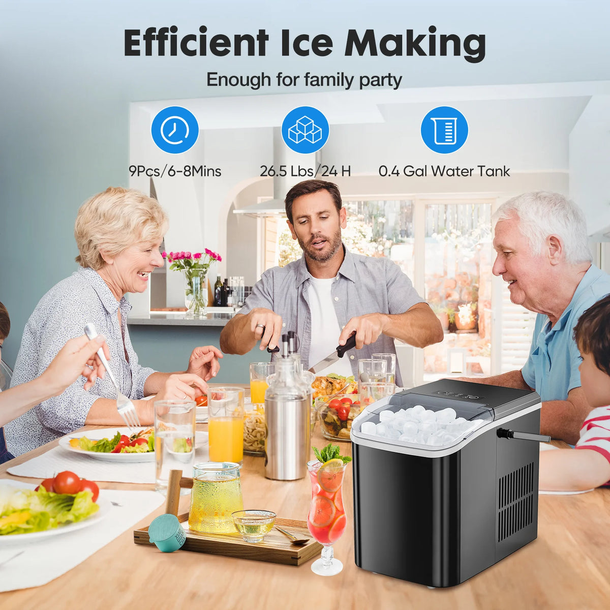 Portable Countertop Ice Maker With Self Cleaning And Quick Freeze
