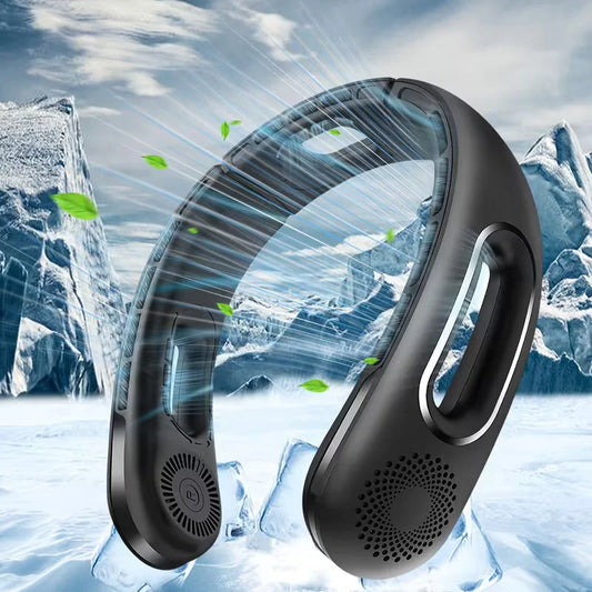 Portable USB Rechargeable Bladeless Neck Fan 360 Cooling 4 Speeds
