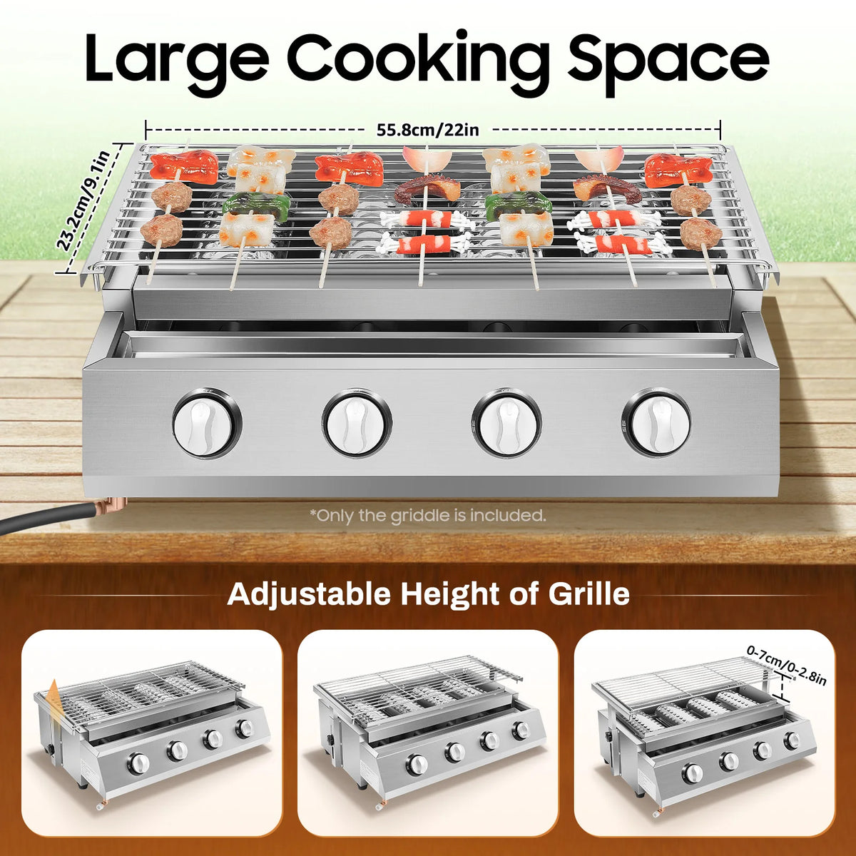 Portable Propane Gas Grill With Four Burners For Outdoor Cooking