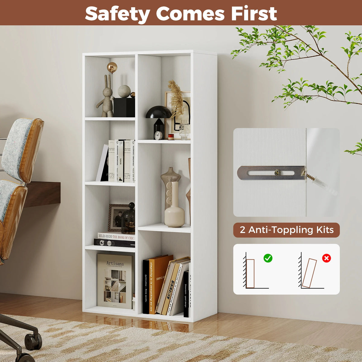 Homasis 7 Cube Bookcase Vertical Or Horizontal Freestanding Organizer