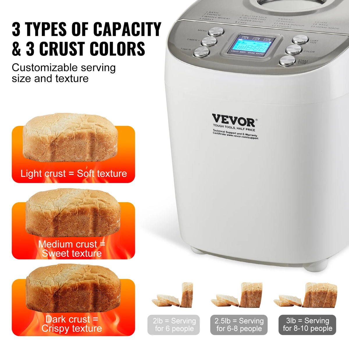 SucceBuy Automatic Bread Maker Featuring 15 Functions Gluten Setting