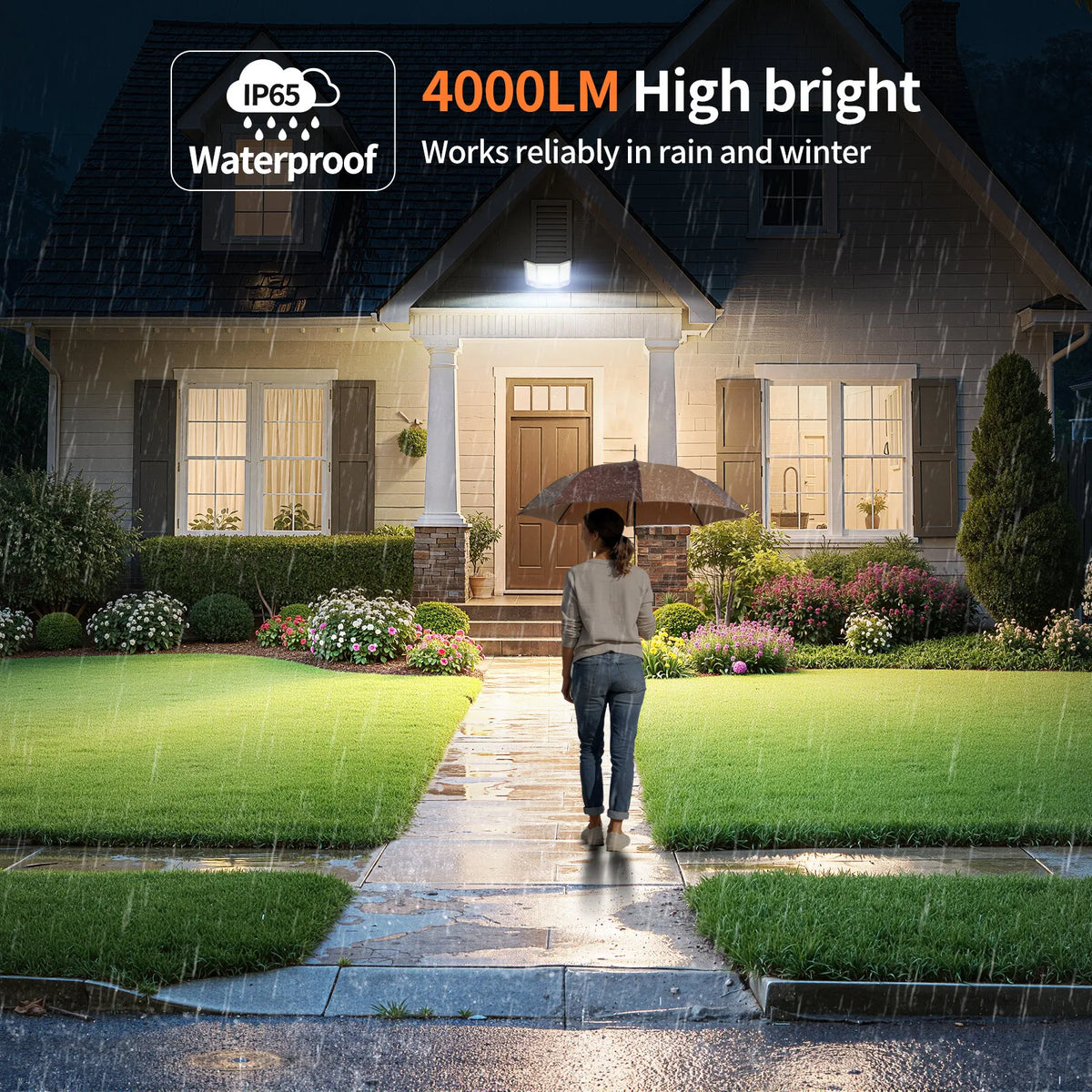 Intelamp Outdoor Solar Floodlight With Dual Sensors And Solar Panel