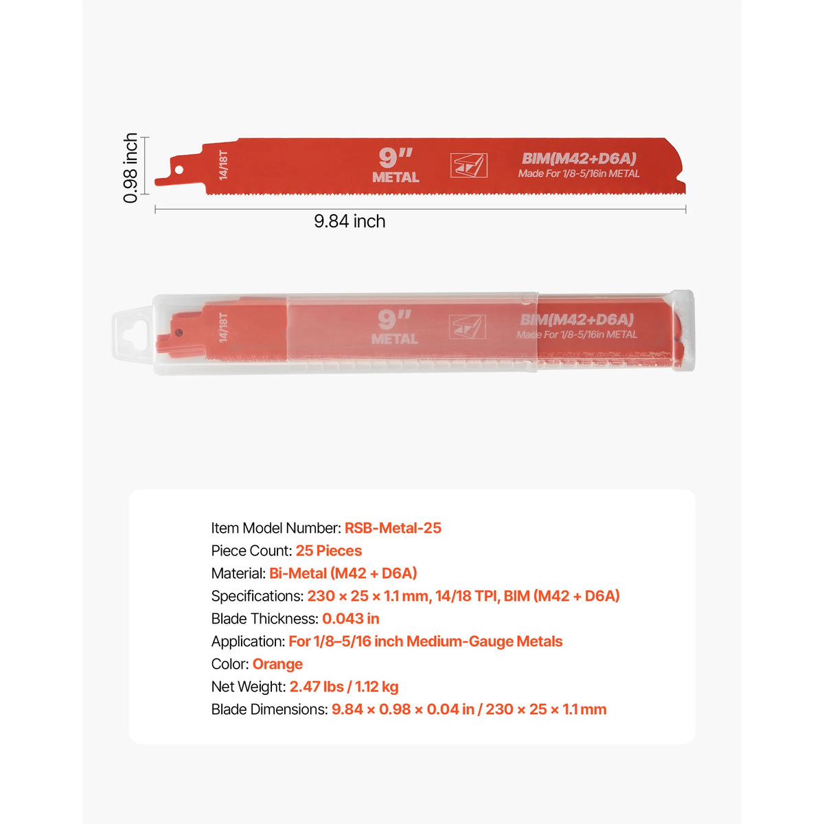 Bi-Metal Reciprocating Saw Blades 25 Pack For Metal Cutting