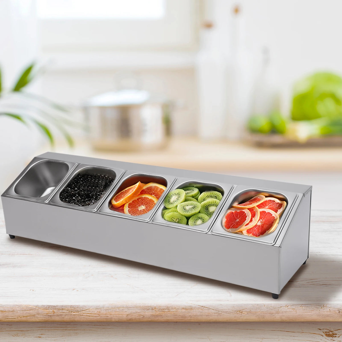 Stainless Steel Countertop Spice Rack Organizer With Lidded Pans