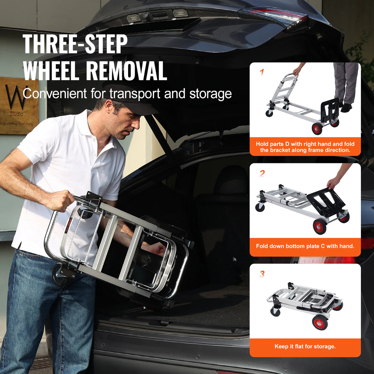 SucceBuy Foldable Aluminum Hand Truck Heavy Duty Utility Cart