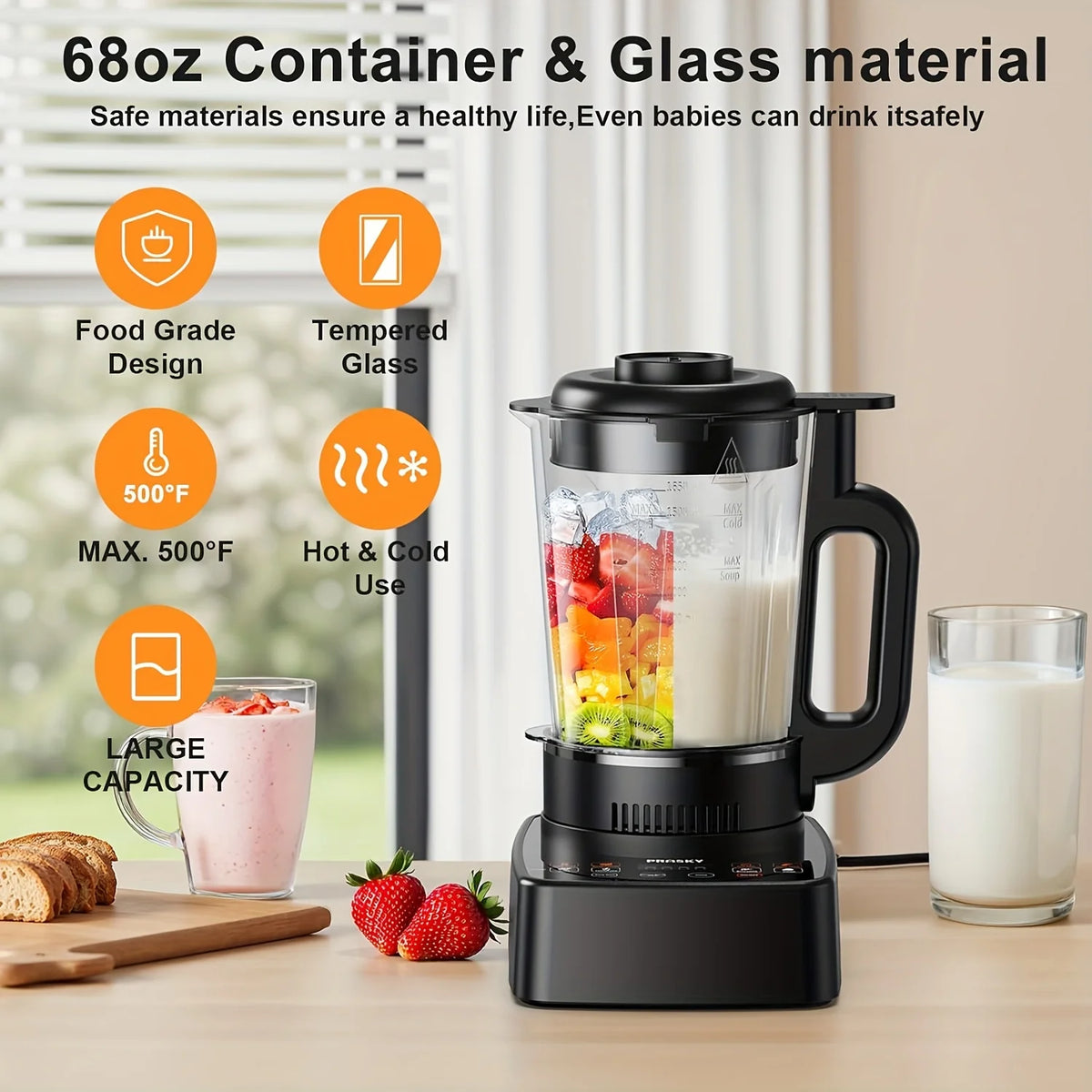 Prasky Professional Heating Blender With Auto Clean And High Speed