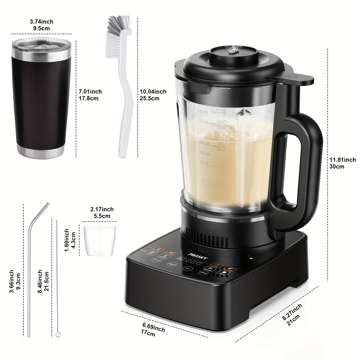 Prasky Professional Heating Blender With Auto Clean And High Speed