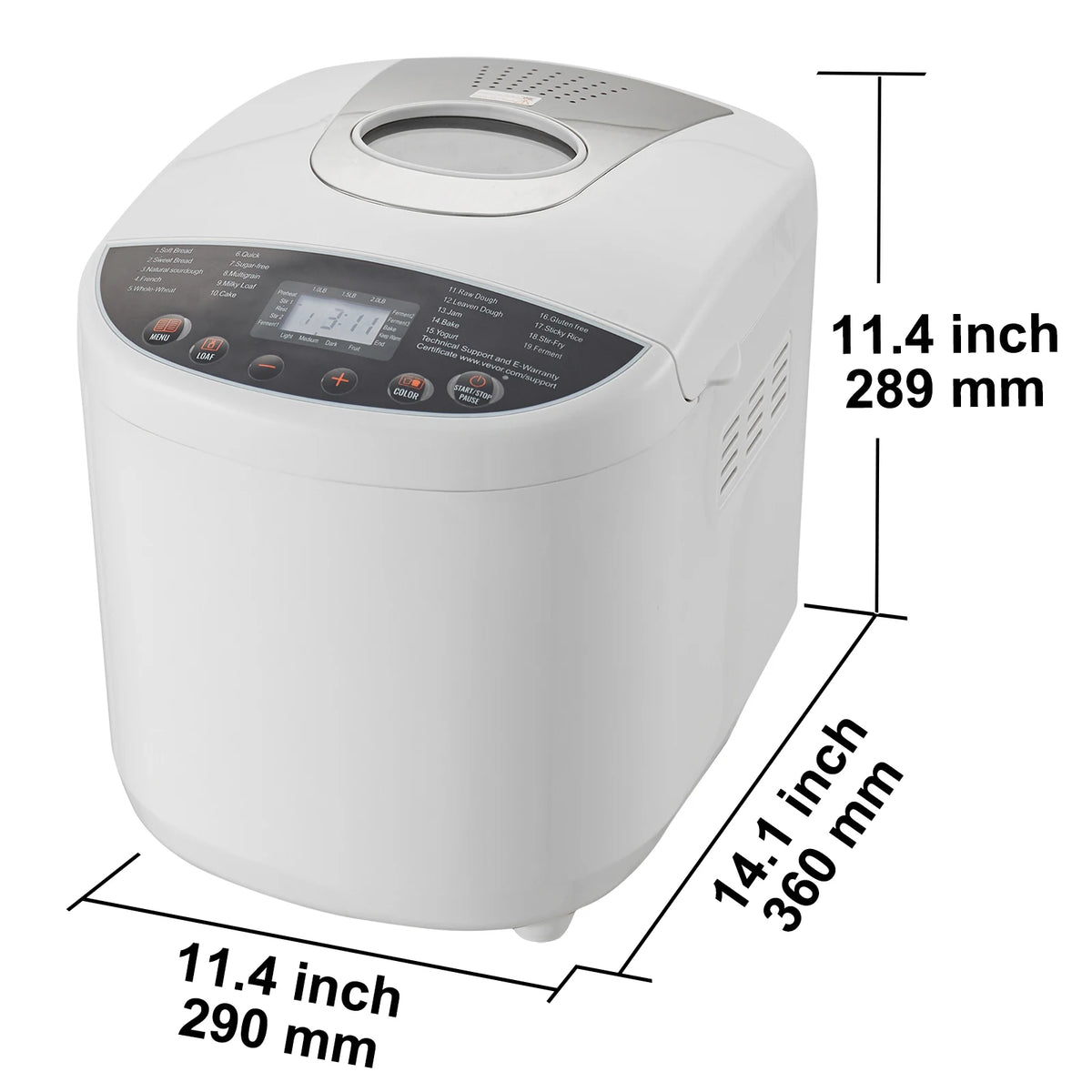 Vevor Automatic Bread Maker Features Nonstick Ceramic Pan Design