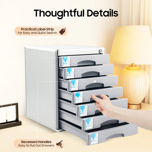 Seven Tier Aluminum Alloy Document Storage Drawer Organizer