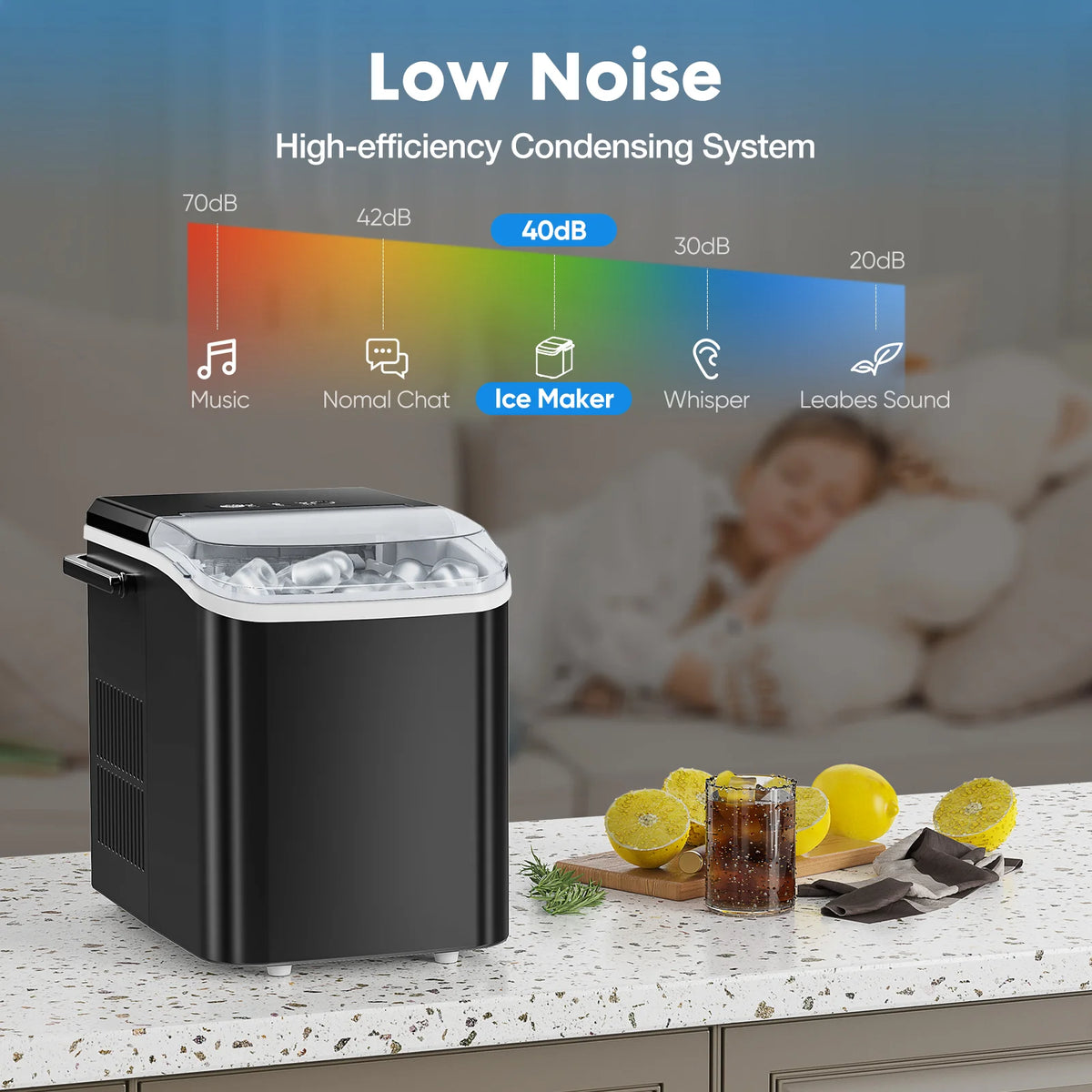 Portable Countertop Ice Maker With Self Cleaning And Quick Freeze