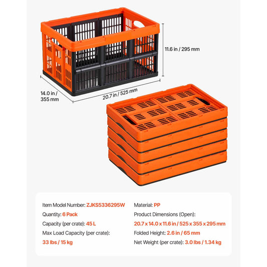 SucceBuy Foldable Stackable Plastic Storage Baskets With Handles for Home Organization