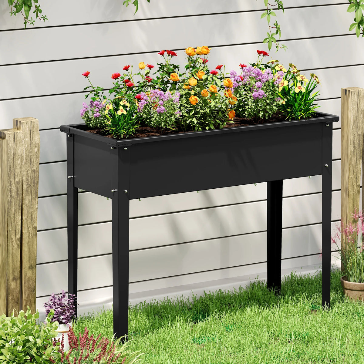 Elevated Metal Raised Garden Bed Planter With Legs And Drainage