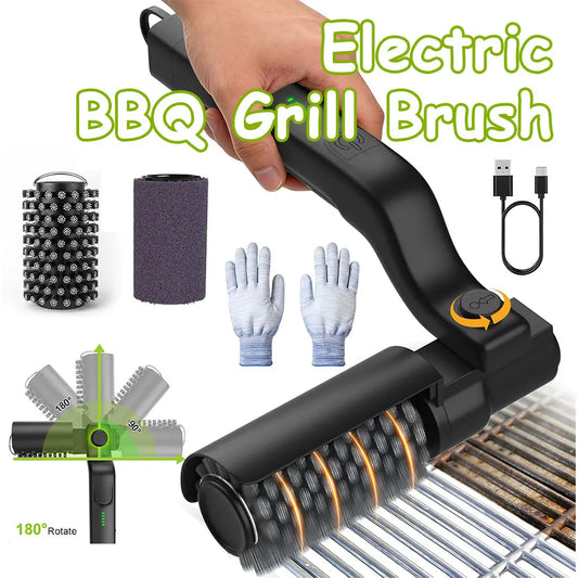 Cordless Electric Grill Brush With Rotating Head For BBQ Cleaning