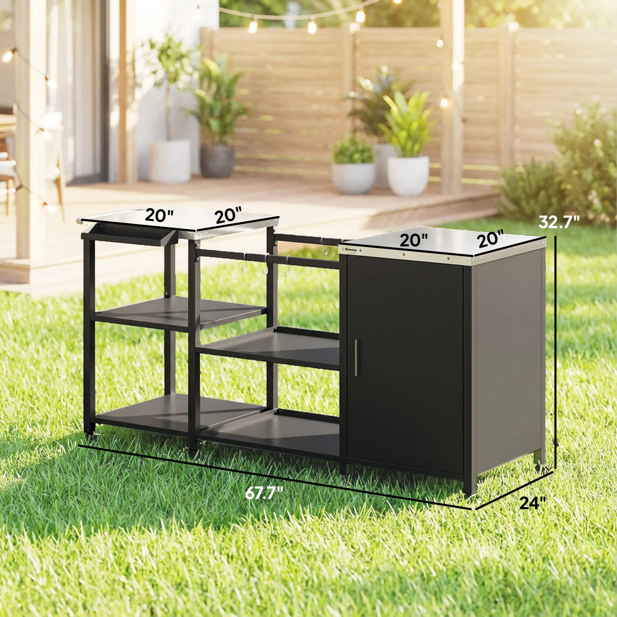 Outsunny Outdoor BBQ Prep Table for Big Green Egg Grills