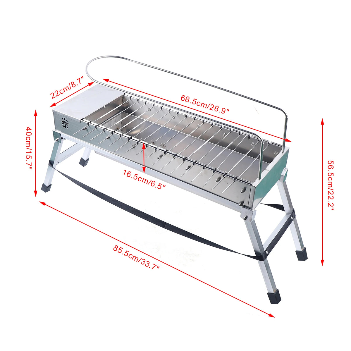 Automatic Rotating Stainless Steel Charcoal Grill for Camping and Picnics