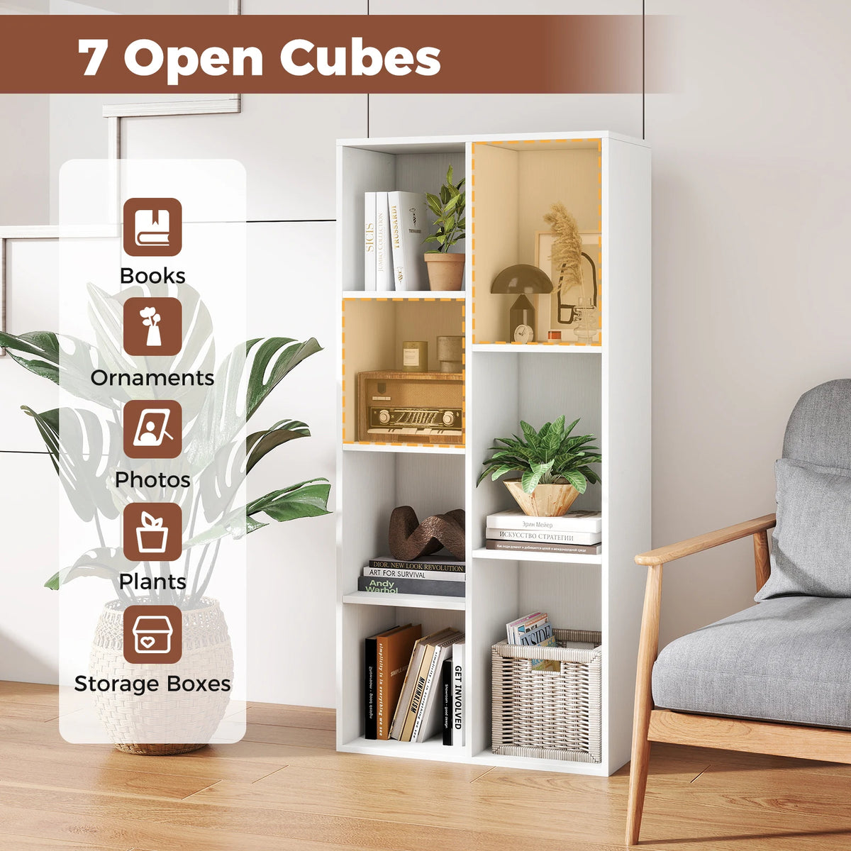 Homasis 7 Cube Bookcase Vertical Or Horizontal Freestanding Organizer