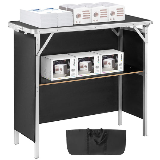 SucceBuy Folding Portable Bar Table with Carrying Case and Shelf
