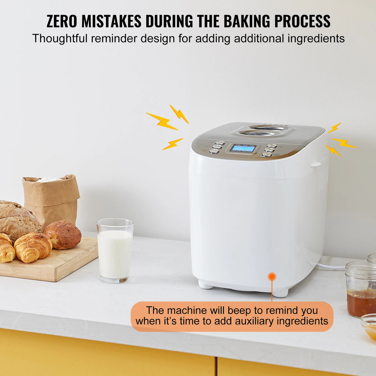 Vevor Automatic Bread Maker Features Nonstick Ceramic Pan Design